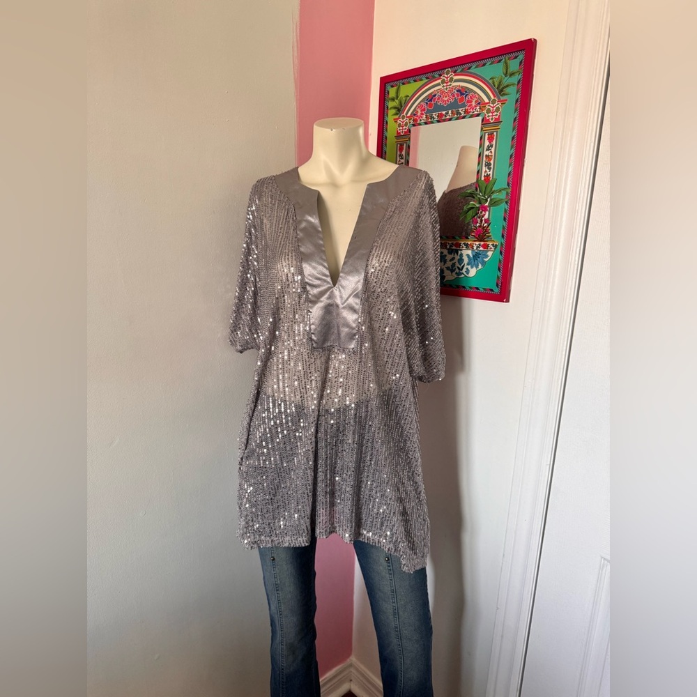 Silver Sequin Women's Top